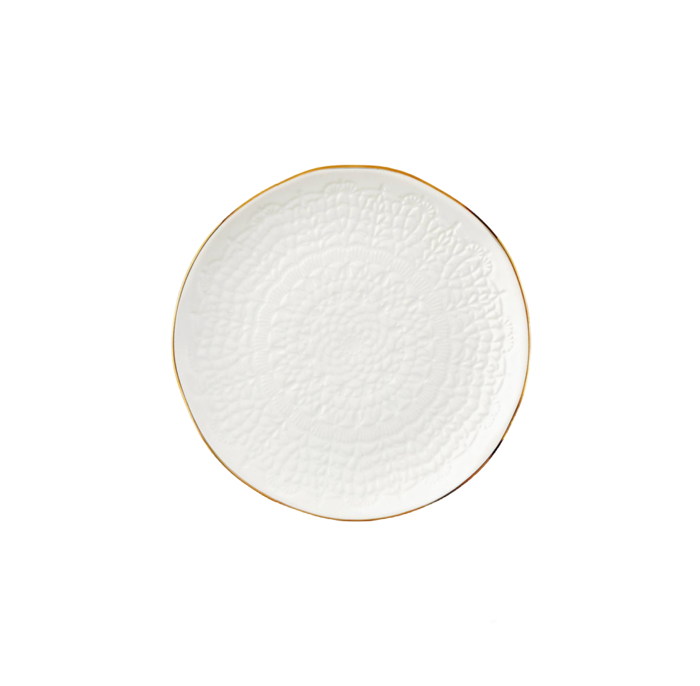 Gold Rim Stamped Appetizer Plate