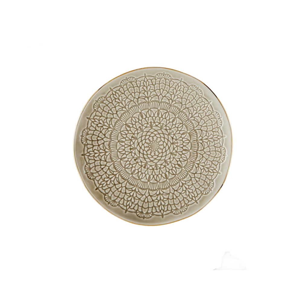 Gold Rim Stamped Appetizer Plate