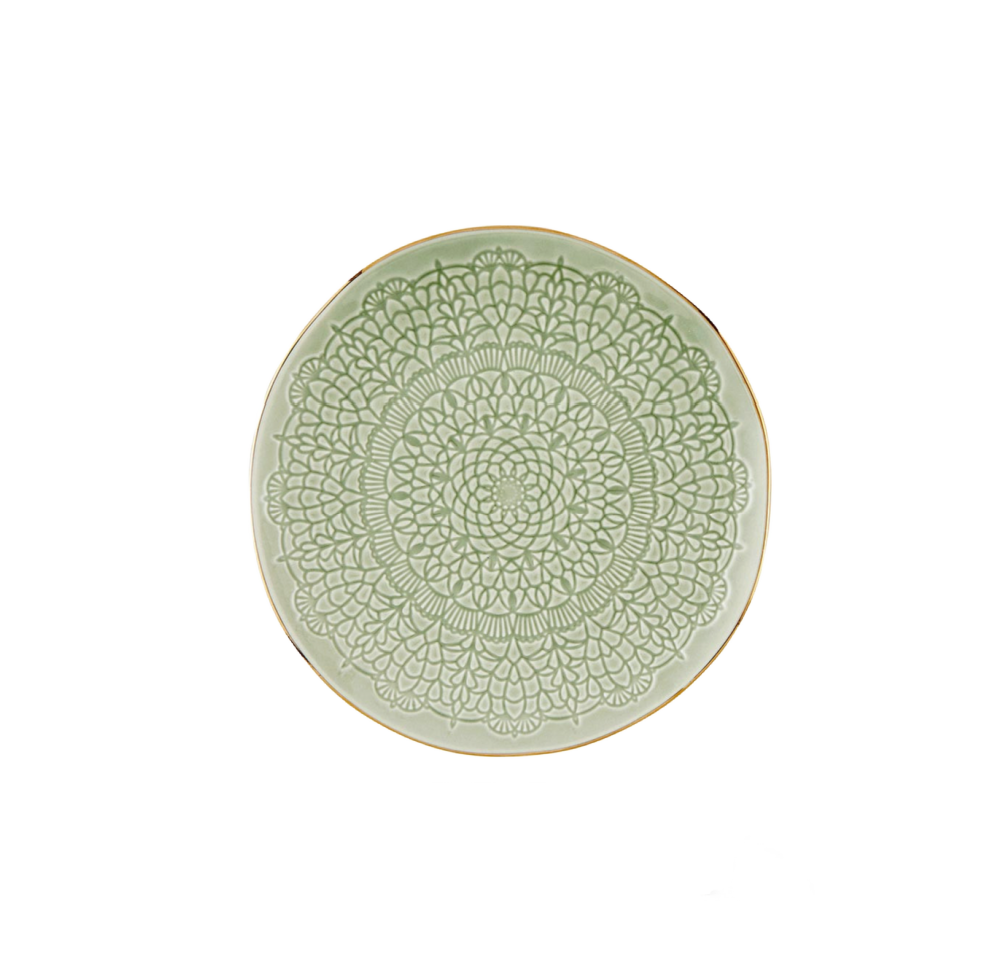 Gold Rim Stamped Appetizer Plate