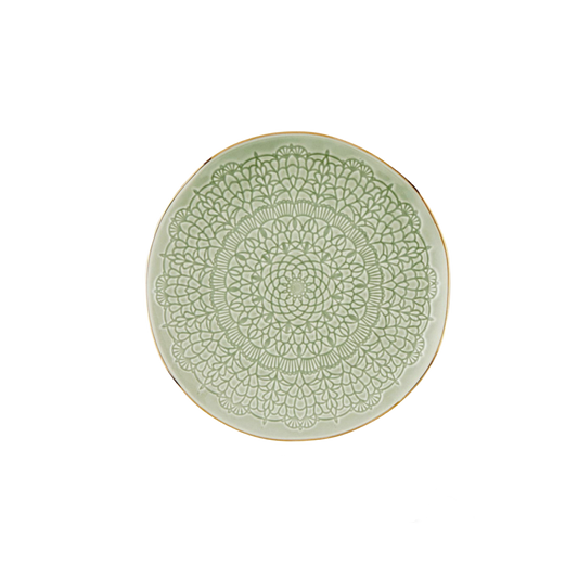 Gold Rim Stamped Appetizer Plate