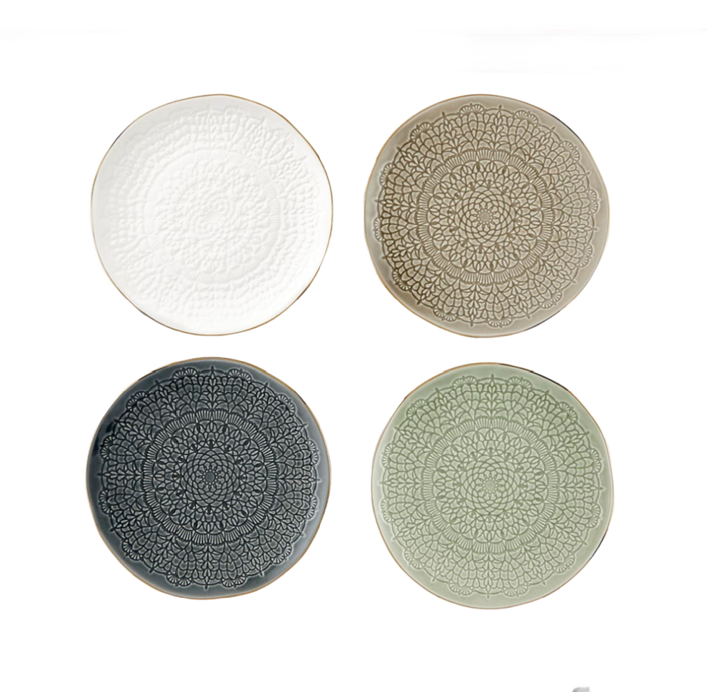 Gold Rim Stamped Appetizer Plate
