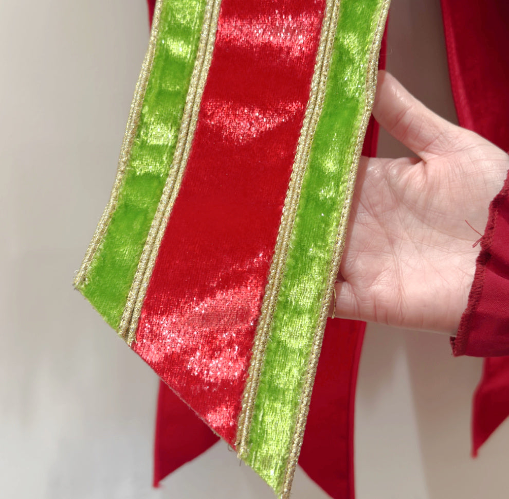 Red and Green Velvet Wreath Sash
