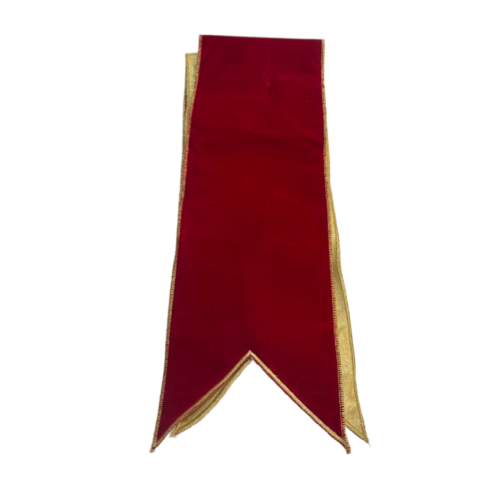 Gold Trim Red Velvet Wreath Sash