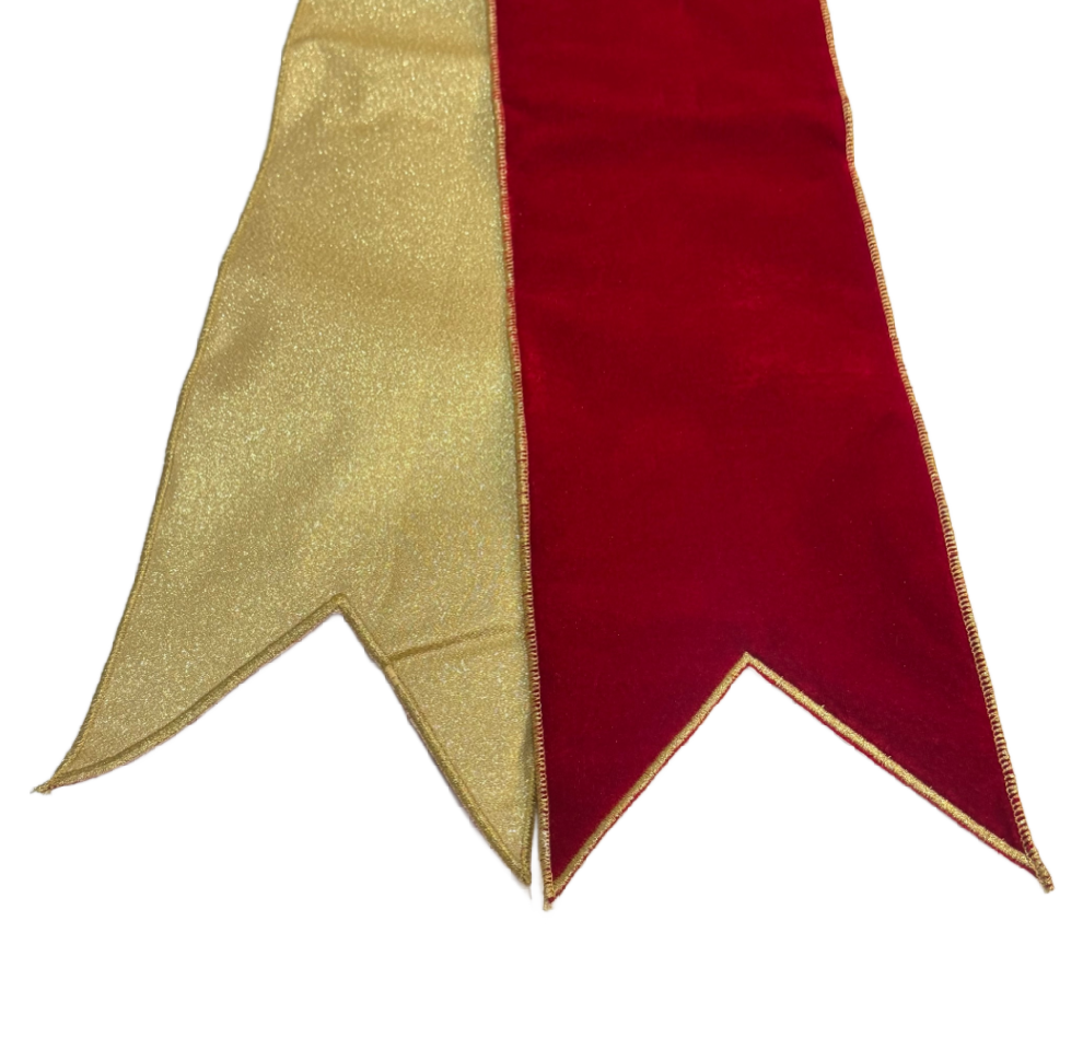 Gold Trim Red Velvet Wreath Sash