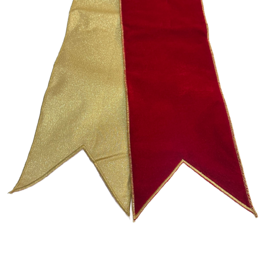 Gold Trim Red Velvet Wreath Sash