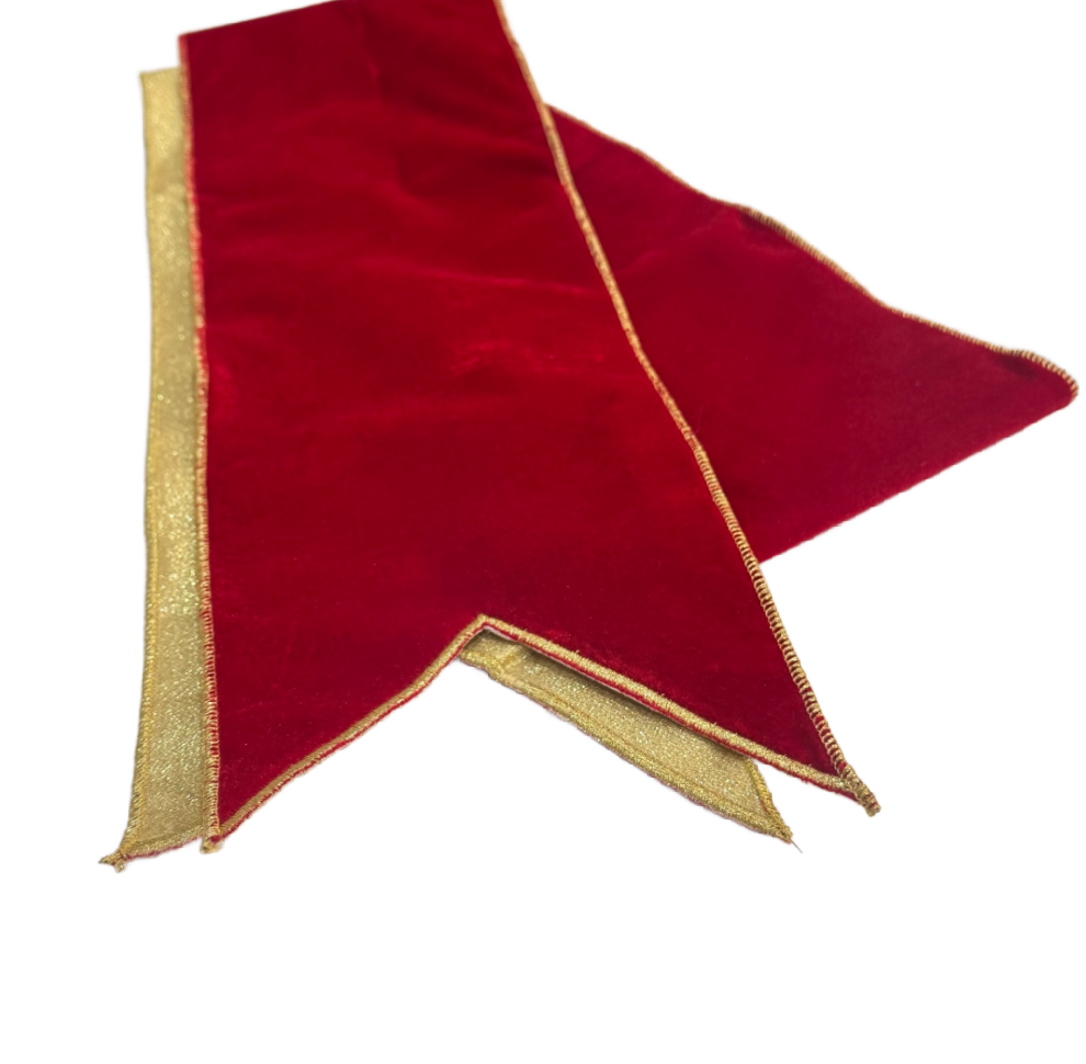 Gold Trim Red Velvet Wreath Sash