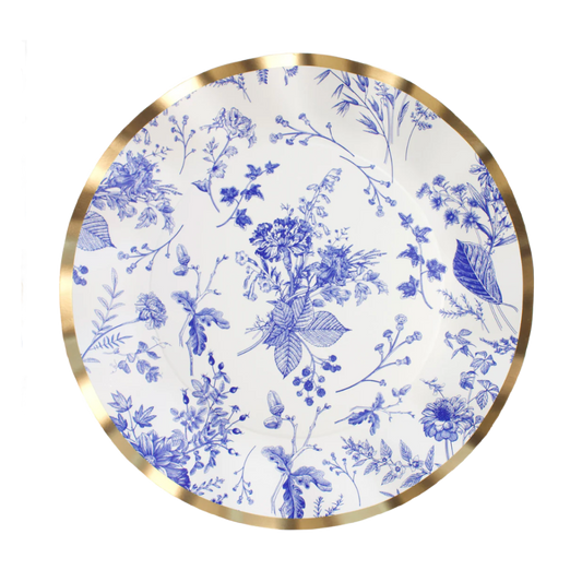 Wavy Blue and White Dinner Paper Plate
