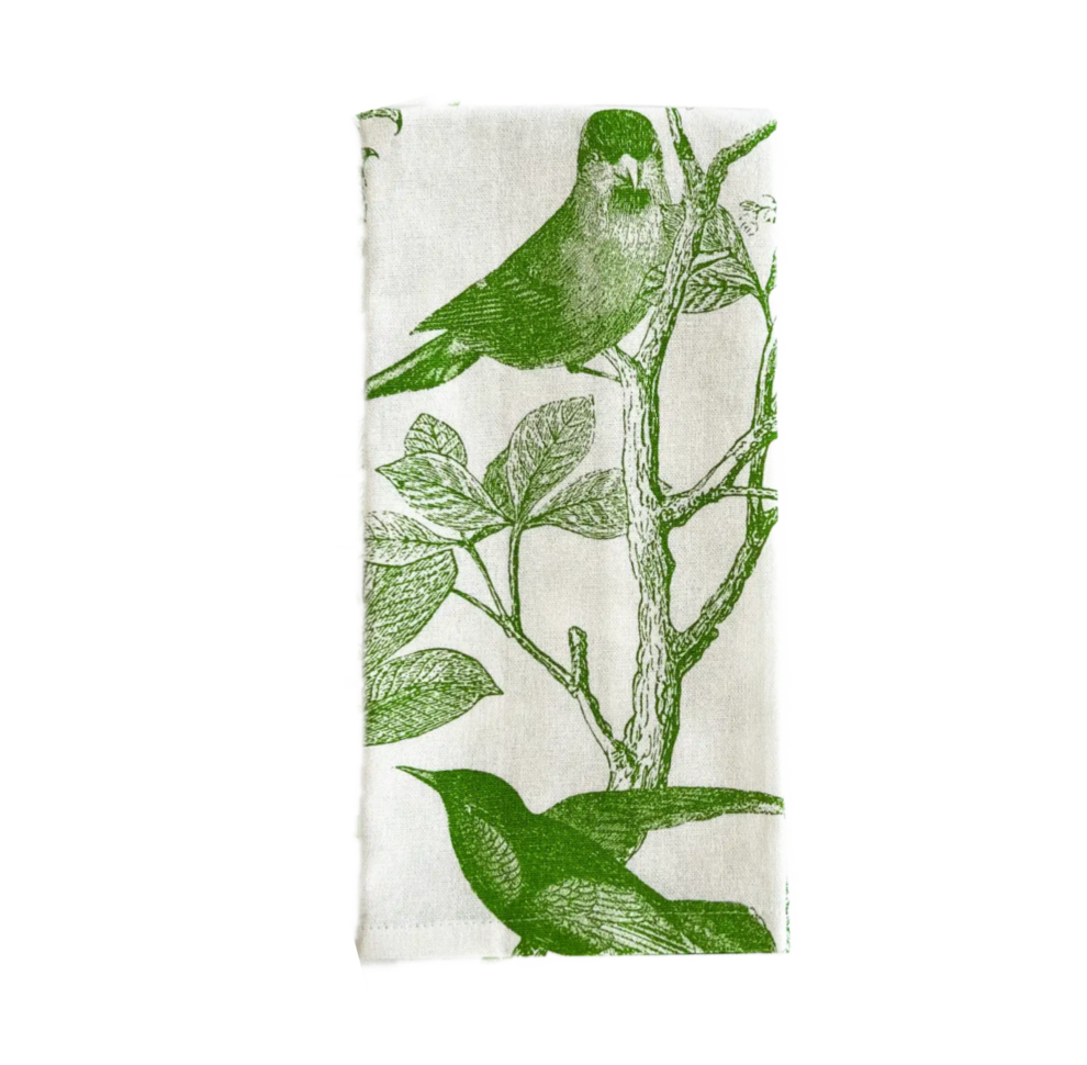 Green Arbor Bird Tea Towel