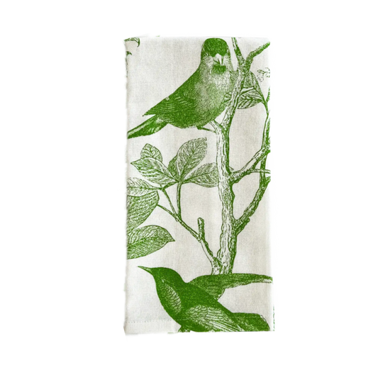 Green Arbor Bird Tea Towel