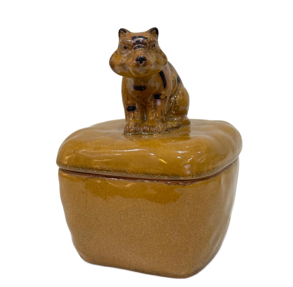 Tiger Handle Stoneware Box