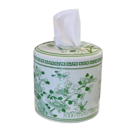 Jade Green Floral Tissue Vessel