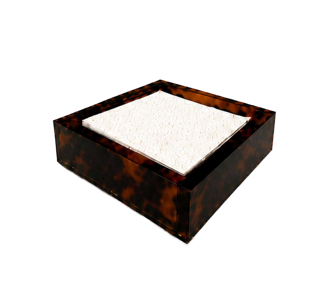 Lucite Tortoise Shell Cocktail Napkin Holder