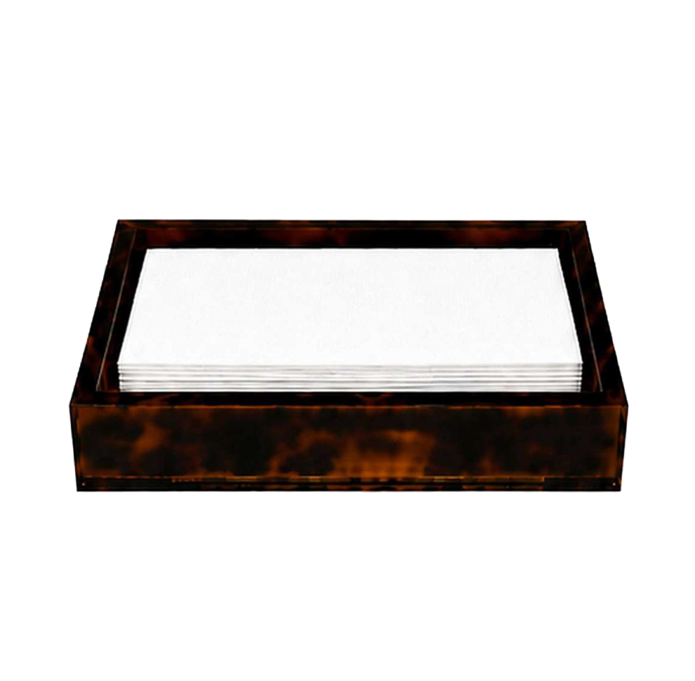 Lucite Tortoise Shell Guest Napkin Holder