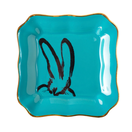 Hunt Slonem | Turquoise Bunny Portrait Plate
