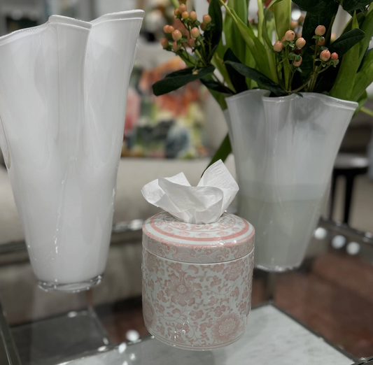 Pink Floral Tissue Vessel