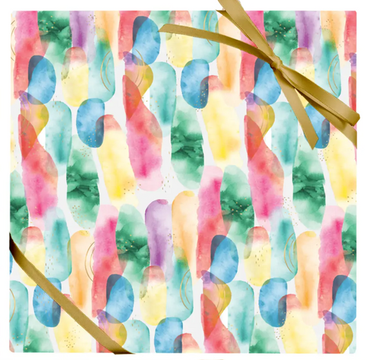 Rainbow Abstract Watercolor Stone Wrapping Paper