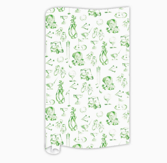 Green Golf Toile Wrapping Paper