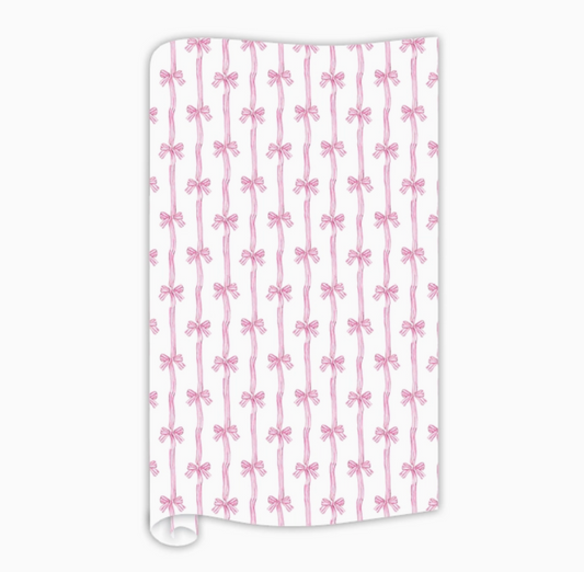 Pink Bow Stripe Wrapping Paper